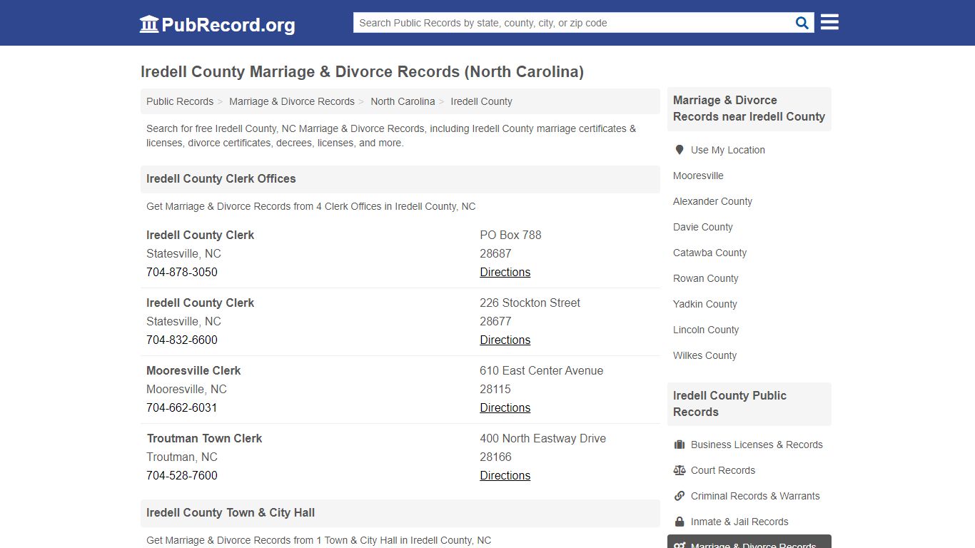 Iredell County Marriage & Divorce Records (North Carolina)